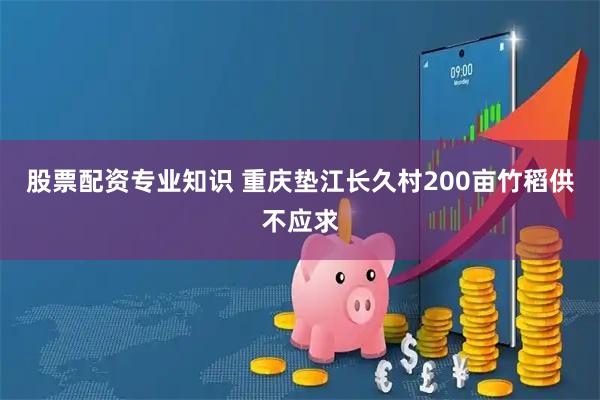 股票配资专业知识 重庆垫江长久村200亩竹稻供不应求